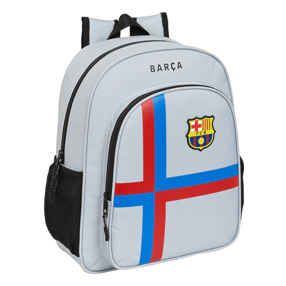 Mochila escolar SAFTA del F.C. Barcelona gris con detalles rojos y azules - 2