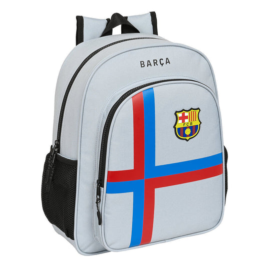 Mochila escolar SAFTA del F.C. Barcelona gris con detalles rojos y azules - 2