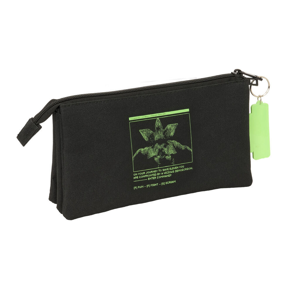 Portatodo triple negro SAFTA de Stranger Things con logotipo verde - 3
