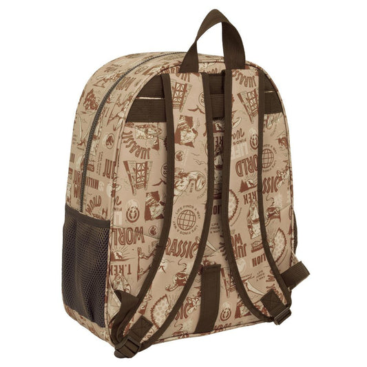 Mochila SAFTA Jurassic World beige con estampado de dinosaurios y bolsillo frontal - 3