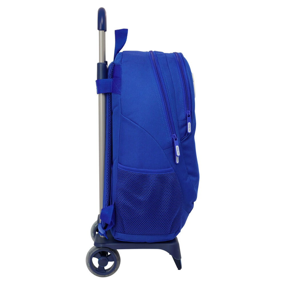 Trolley escolar azul Real Madrid SAFTA con mochila y carro integrado - 4
