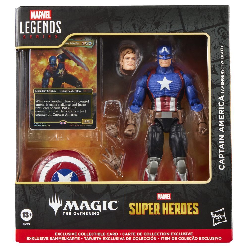 Figura articulada de Capitán América Marvel Legends con escudo y accesorios