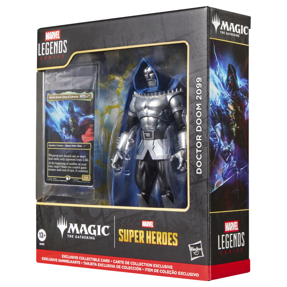 Figura articulada Doctor Doom 2099 Marvel Legends con armadura plateada y capucha azul - 7