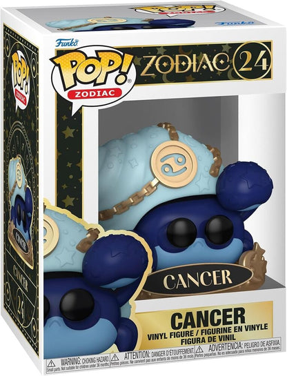Figura Funko POP! Zodiac Cancer azul y dorada sobre base con estrellas - 2