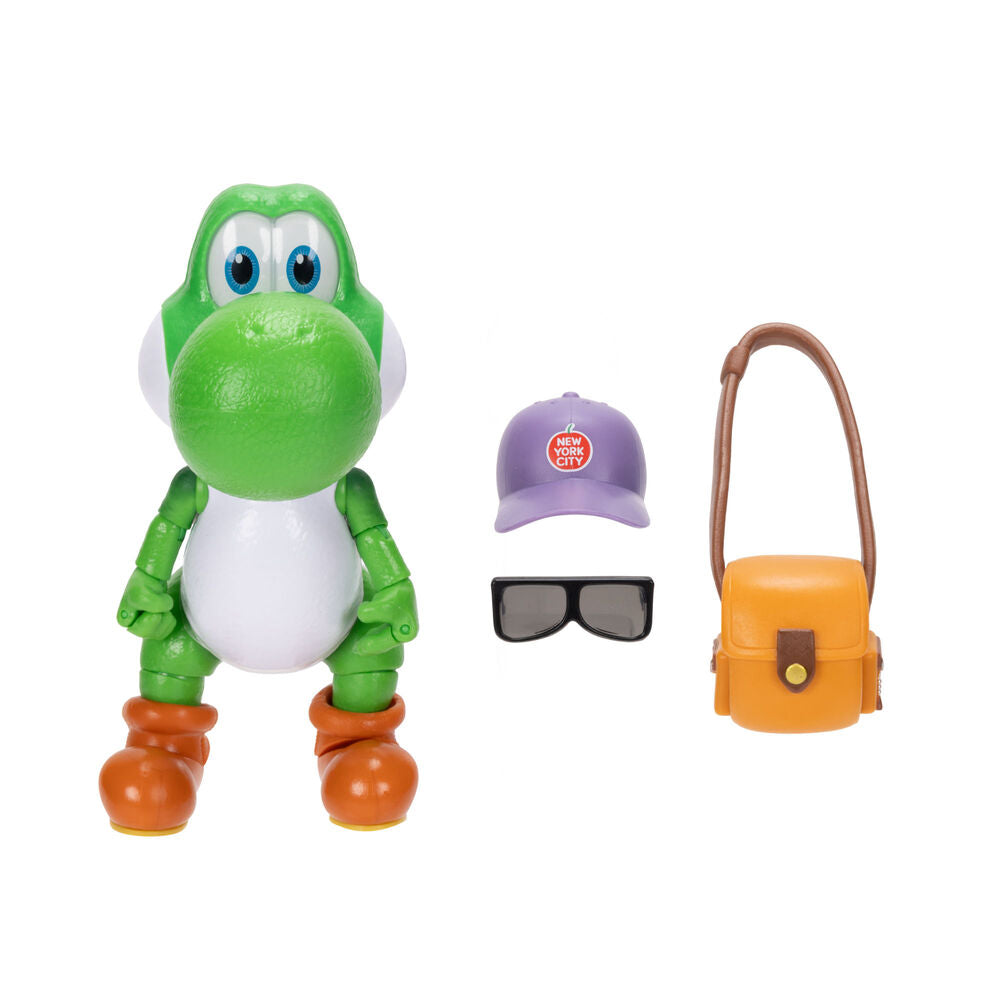 Figura articulada de Yoshi de 13 cm con gorra, gafas de sol y bolso