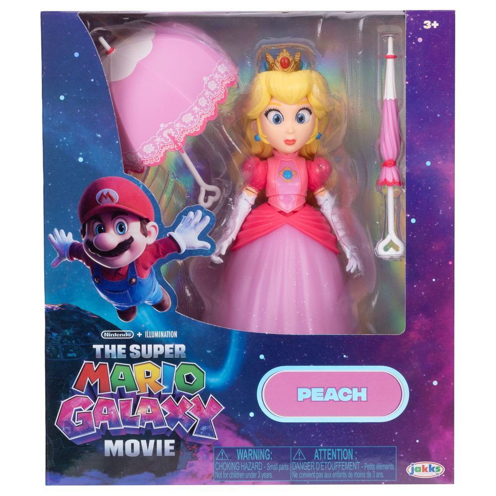 Figura articulada de Peach con vestido rosa, parasol y paraguas - 2
