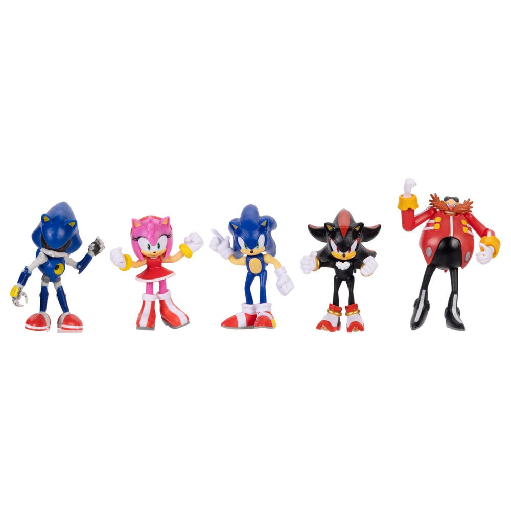Cinco figuras de Sonic The Hedgehog de 6 cm: Sonic, Amy, Shadow, Metal Sonic y Dr. Eggman