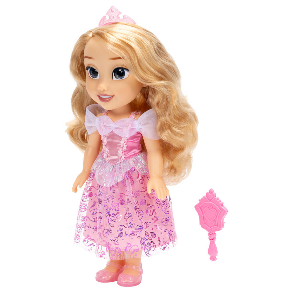 Muñeca Aurora de Disney con vestido rosa, tiara y espejo - 3