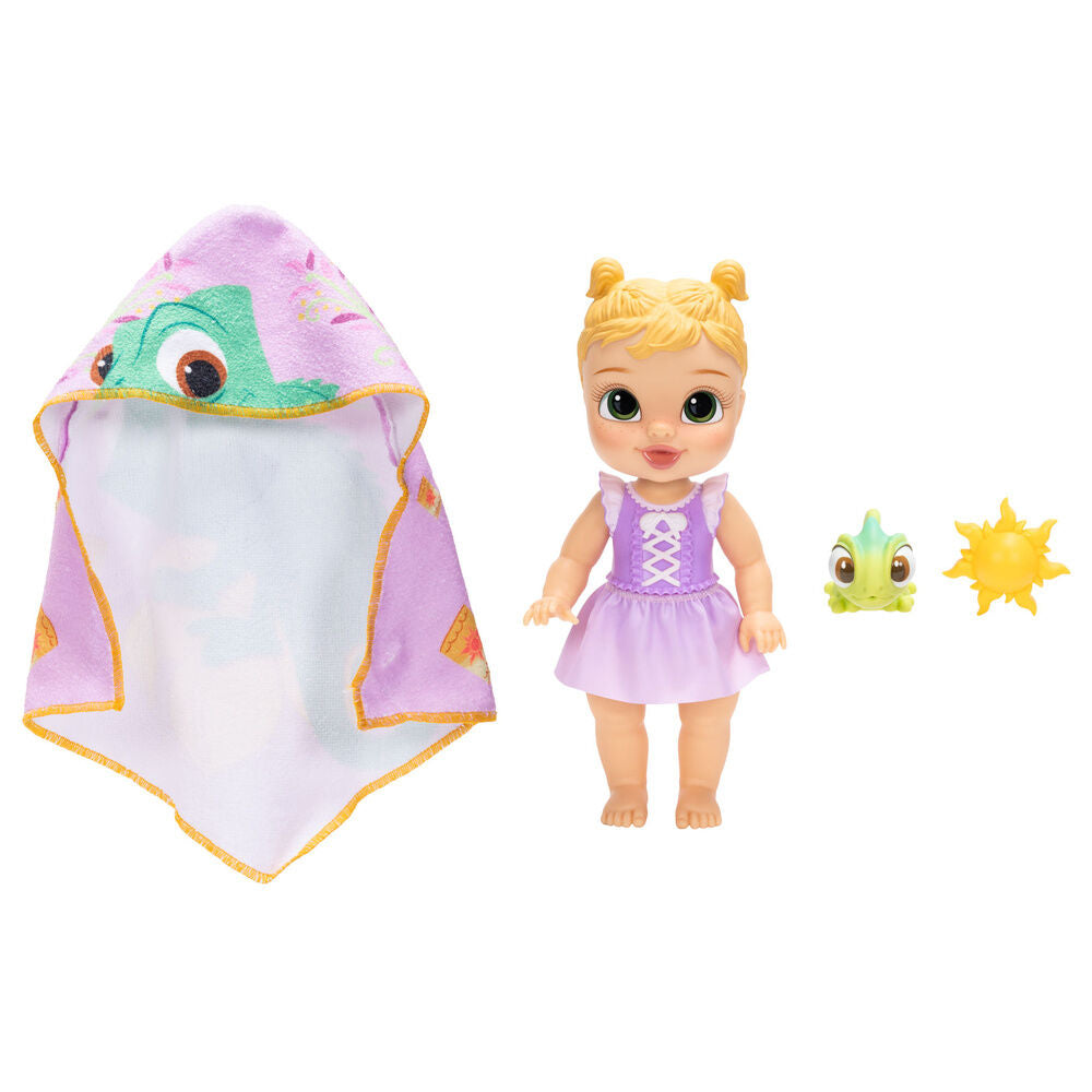 Muñeca bebé Rapunzel Disney de 30 cm con capucha lila y accesorios - 2