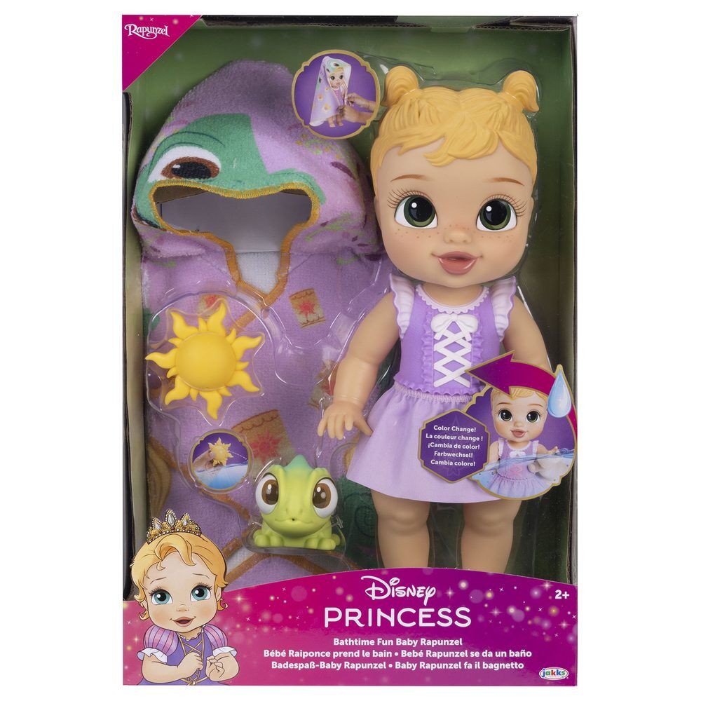 Muñeca bebé Rapunzel Disney de 30 cm con capucha lila y accesorios - 5