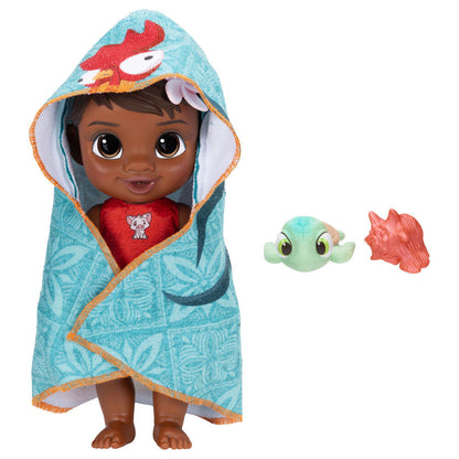 Muñeca bebé Vaiana de Disney Moana con capa turquesa y accesorios