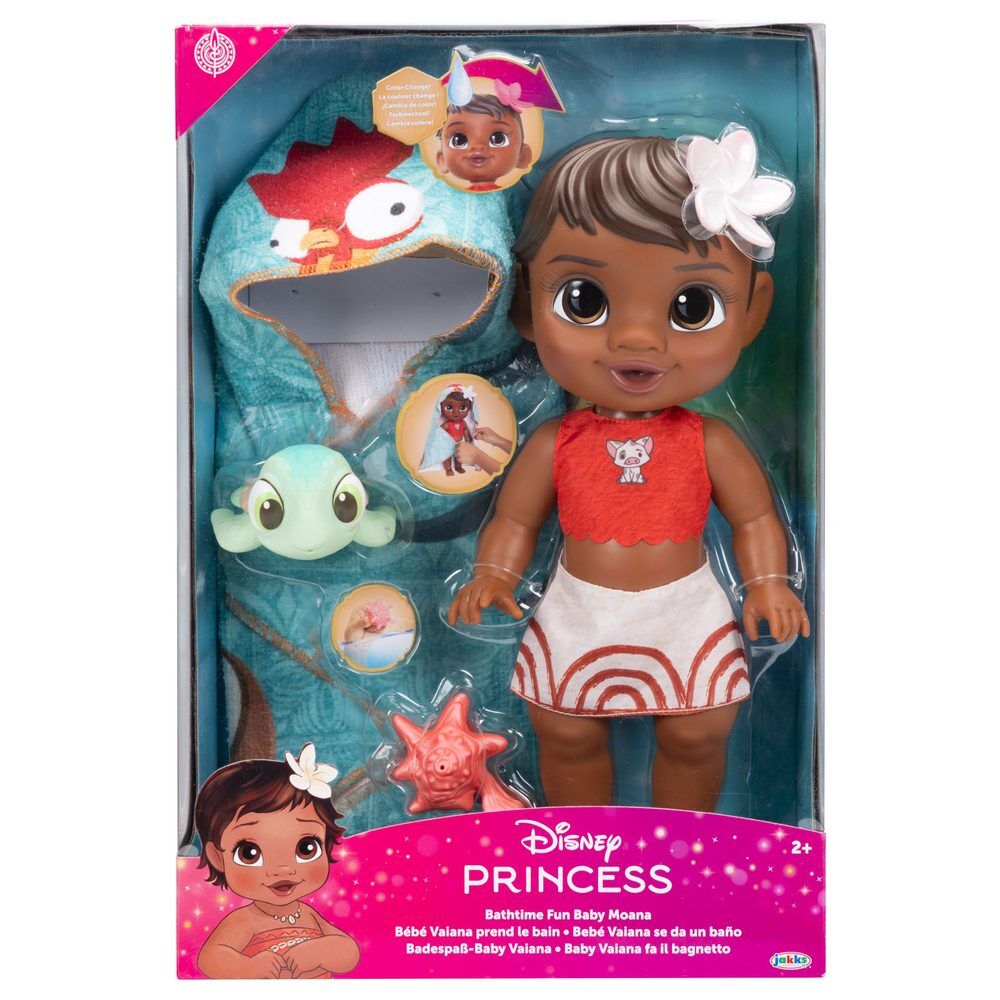 Muñeca bebé Vaiana de Disney Moana con capa turquesa y accesorios - 4