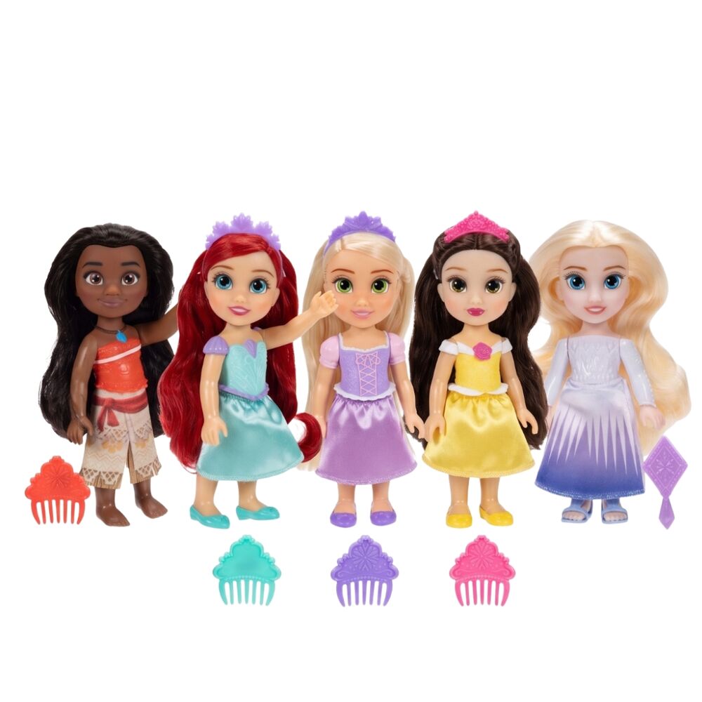 Muñecas Princesas Disney de 15 cm con peines de colores