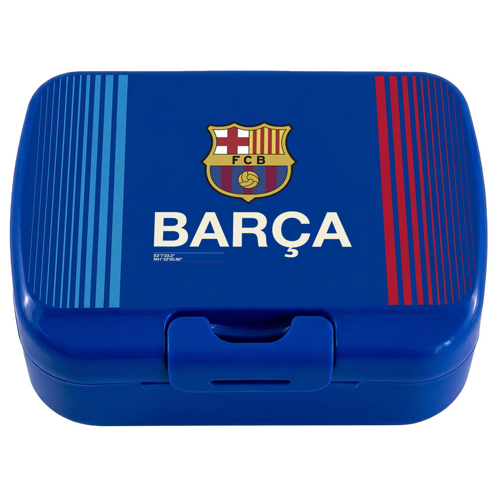 Sandwichera azul del FC Barcelona con escudo y cierre frontal