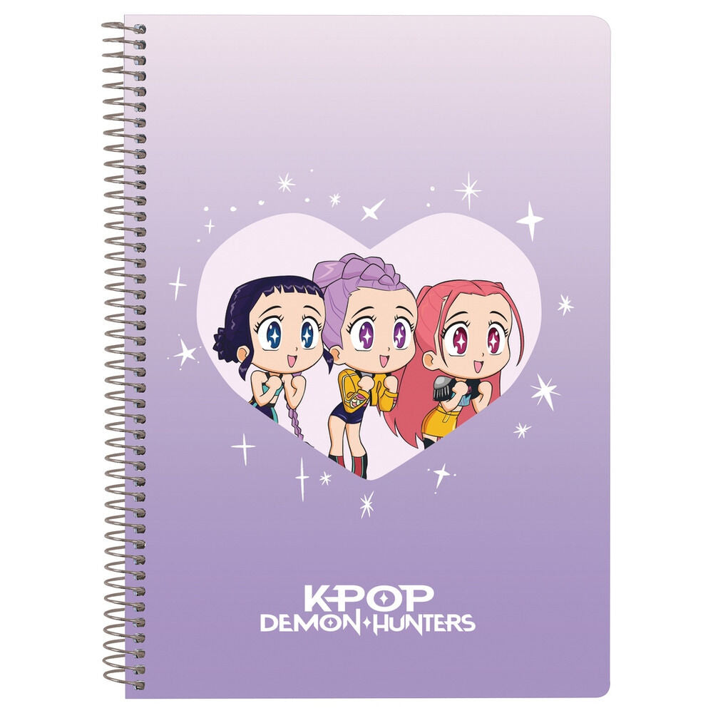 Cuaderno A5 SAFTA Kpop Demon Hunters Chibi en color lavanda