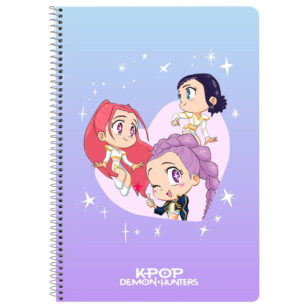 Cuaderno A5 KPop Demon Hunters Chibi con portada azul y lila