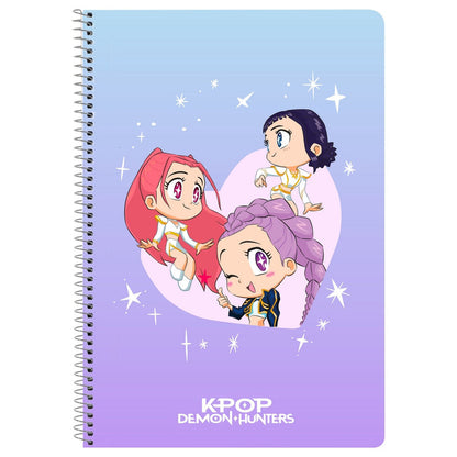 Cuaderno A5 KPop Demon Hunters Chibi con portada azul y lila