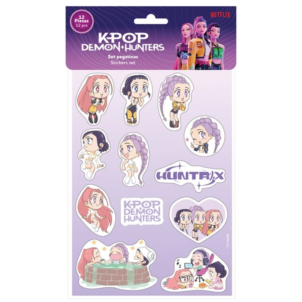 Set SAFTA de 12 pegatinas chibi de K-Pop Demon Hunters