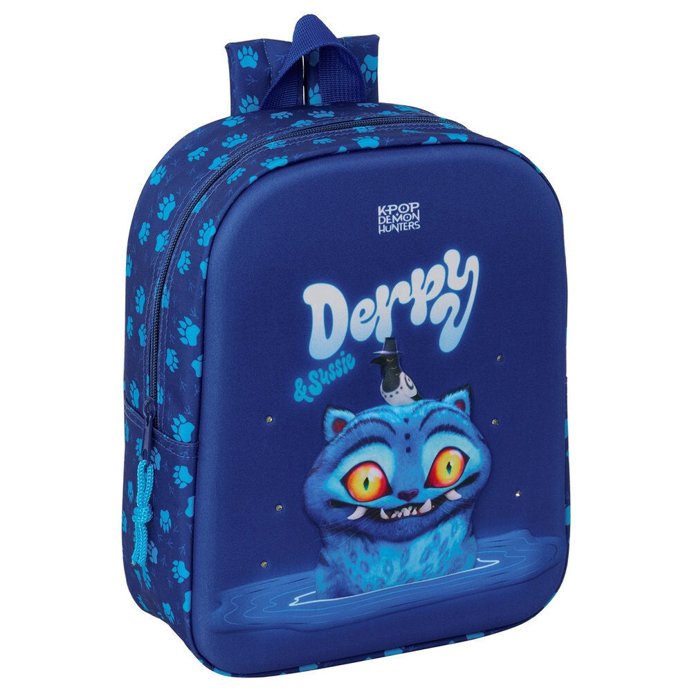 Mochila azul de Derpy de KPop Demon Hunters con panel LED