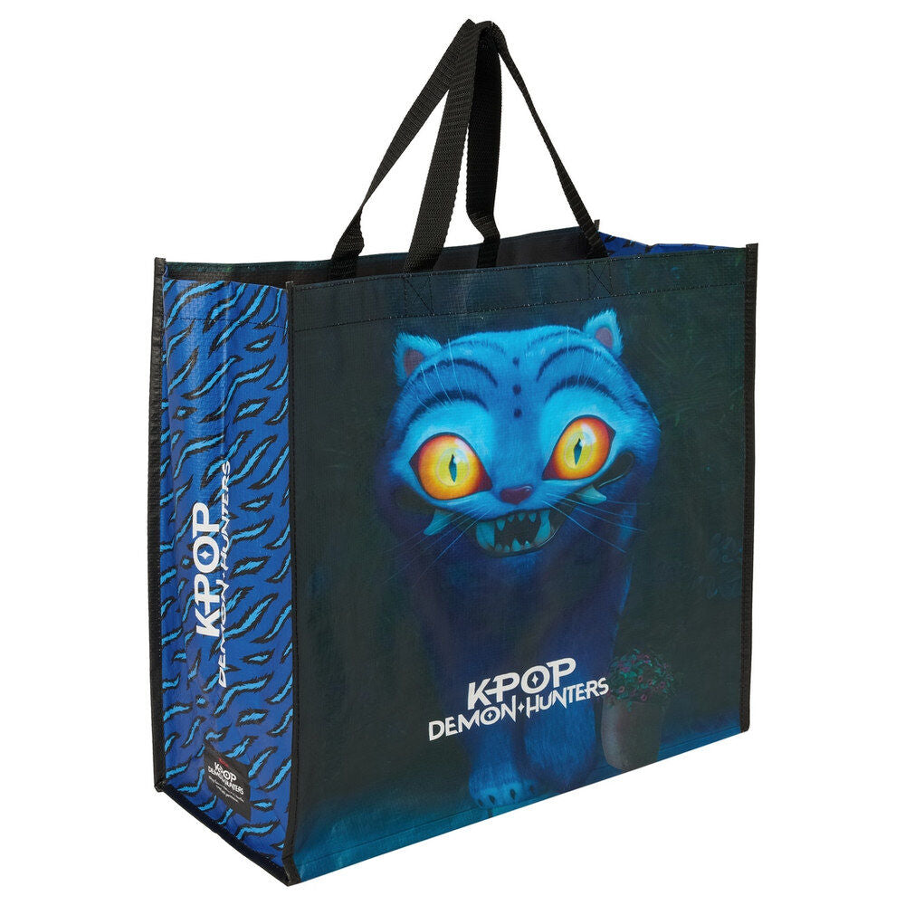 Bolsa shopping Derpy Kpop Demon Hunters con gato azul
