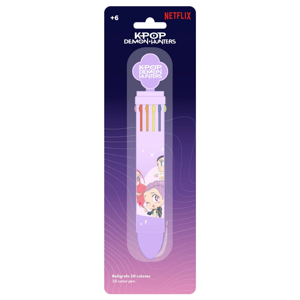 Bolígrafo lila de 10 colores SAFTA KPop Demon Hunters