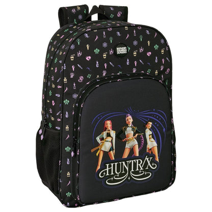 Mochila SAFTA KPop Demon Hunters negra con diseño HUNTR/X