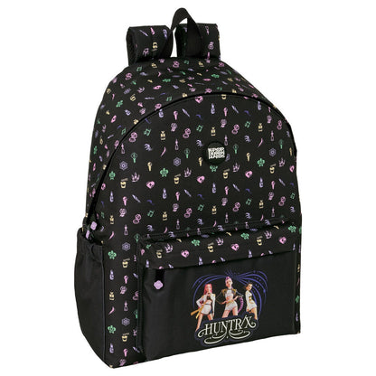 Mochila negra SAFTA Kpop Demon Hunters con estampado HUNTR/X