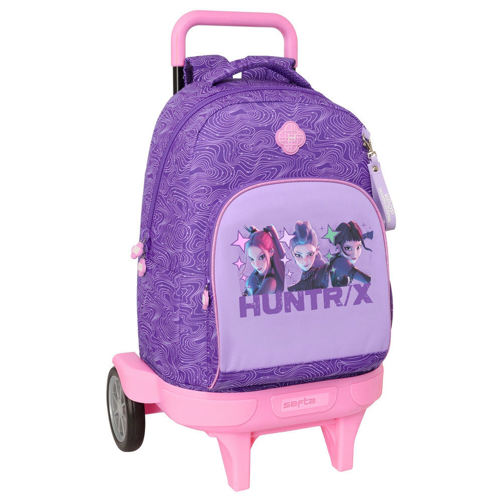 Trolley morado SAFTA de Kpop Demon Hunters con mochila HUNTRIX y carro rosa
