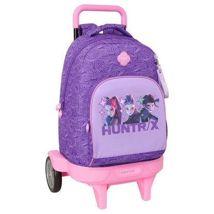 Trolley morado SAFTA de Kpop Demon Hunters con mochila HUNTRIX y carro rosa
