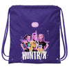 Saco morado HUNTR/X de Kpop Demon Hunters con tres protagonistas