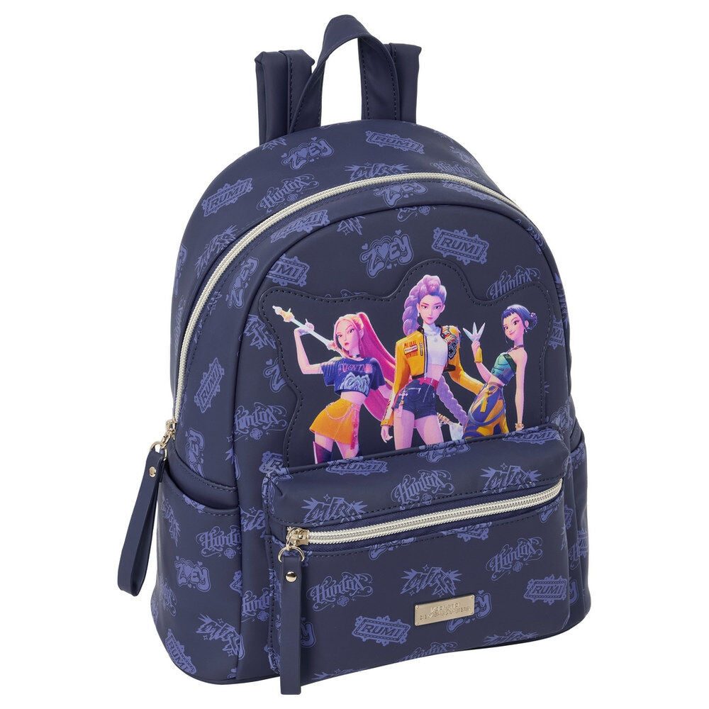 Mochila SAFTA Kpop Demon Hunters azul marino con personajes