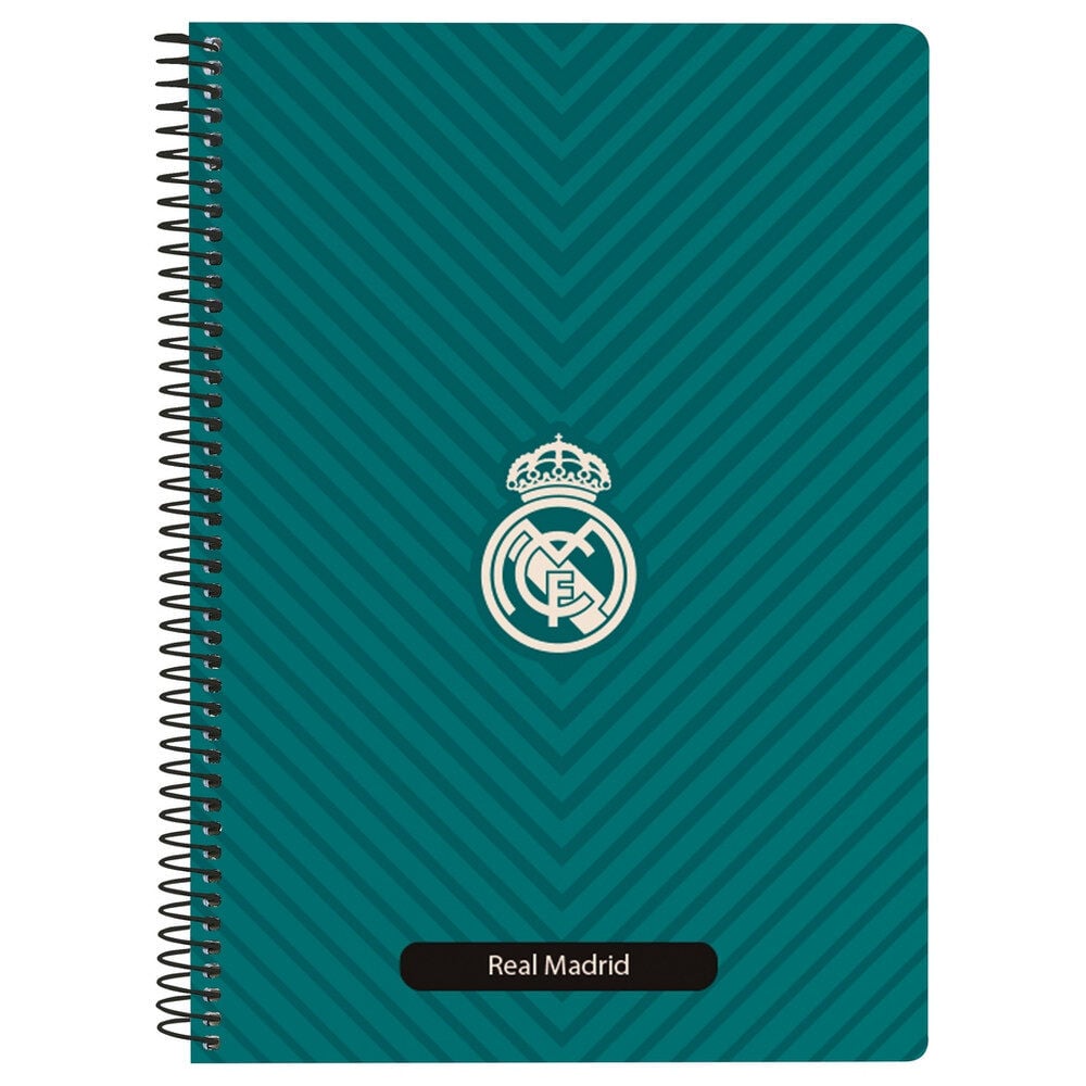 Cuaderno A5 Real Madrid SAFTA con espiral y portada verde azulado