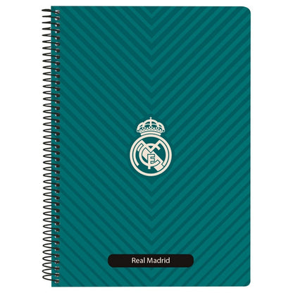 Cuaderno A5 Real Madrid SAFTA con espiral y portada verde azulado