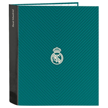 Carpeta verde y negra del Real Madrid con cuatro anillas