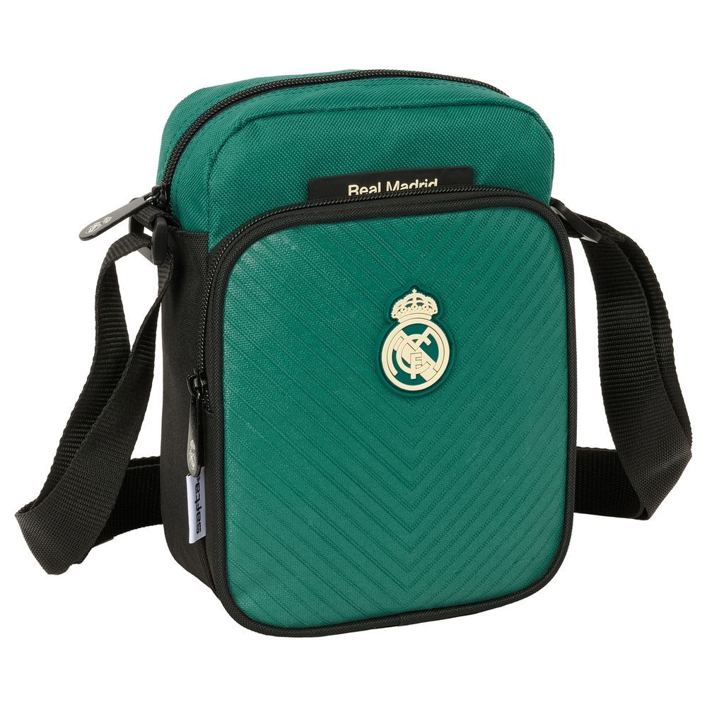 Bandolera verde del Real Madrid SAFTA con escudo y correa negra ajustable
