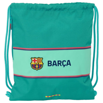 Saco turquesa del F.C. Barcelona con bolsillo lateral y cierre de cordones