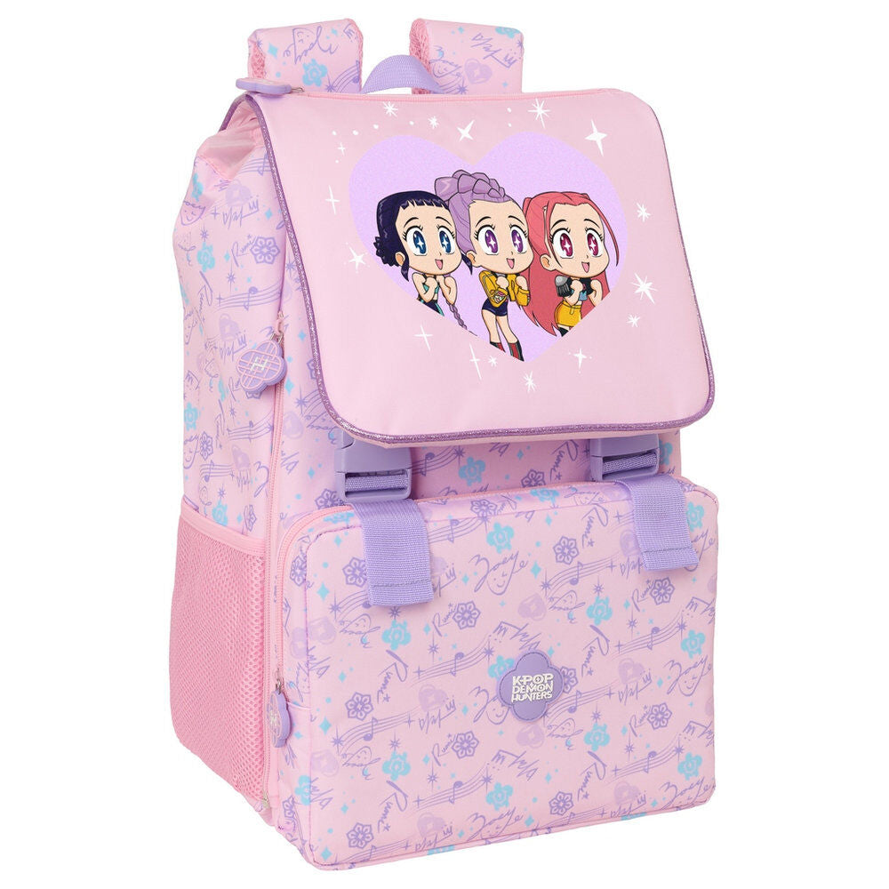 Mochila rosa Chibi Kpop Demon Hunters SAFTA con personajes