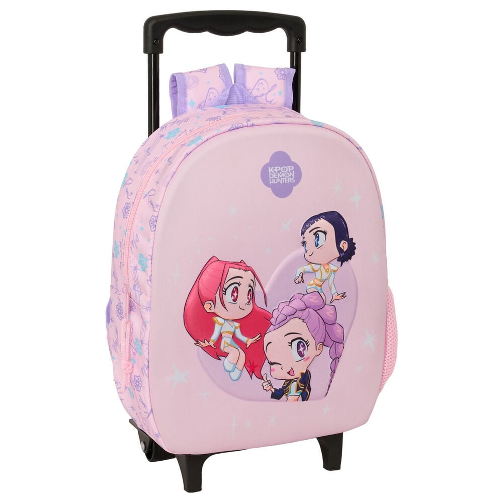 Trolley rosa 3D K-Pop Demon Hunters con personajes chibi