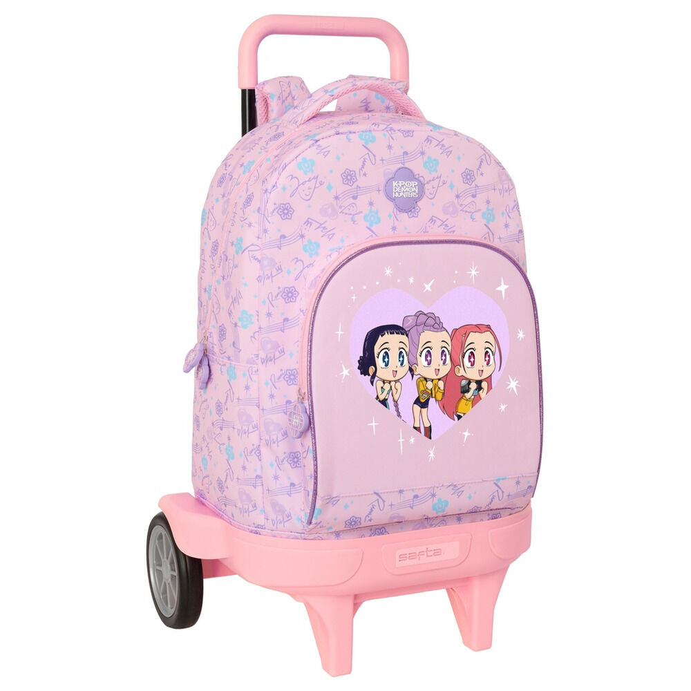 Trolley rosa Kpop Demon Hunters SAFTA con mochila extraíble