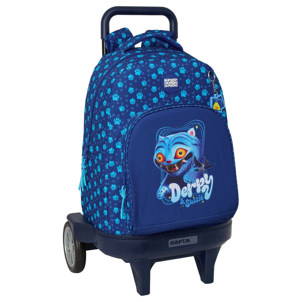Trolley mochila azul Derpy de KPop Demon Hunters con carro SAFTA