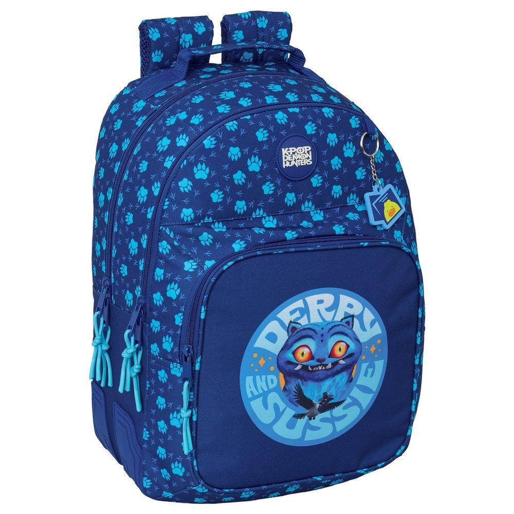 Mochila azul Derpy de Kpop Demon Hunters con estampado de huellas