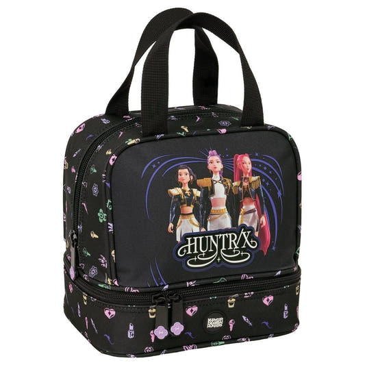 Bolsa portameriendas negra SAFTA Kpop Demon Hunters con dos compartimentos