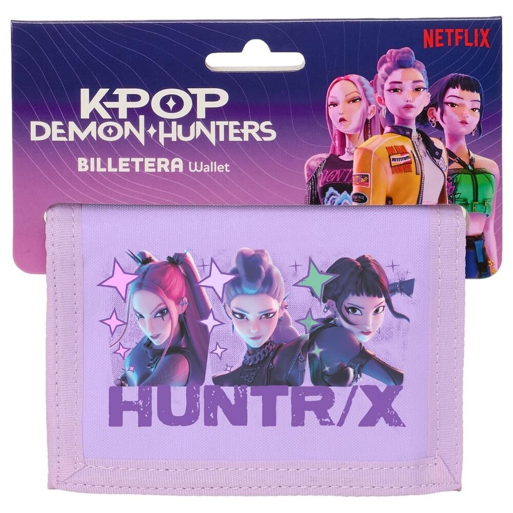 Cartera morada HUNTRIX de Kpop Demon Hunters