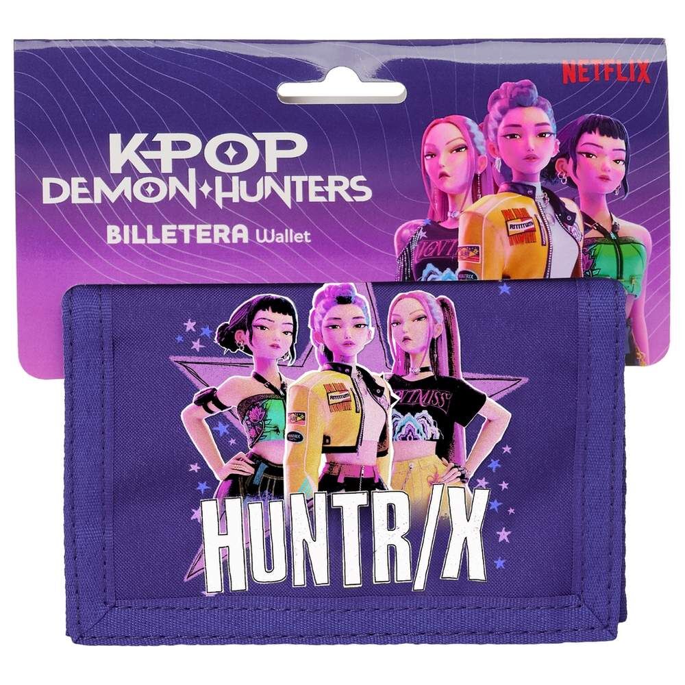 Cartera morada SAFTA KPop Demon Hunters con diseño HUNTR/X