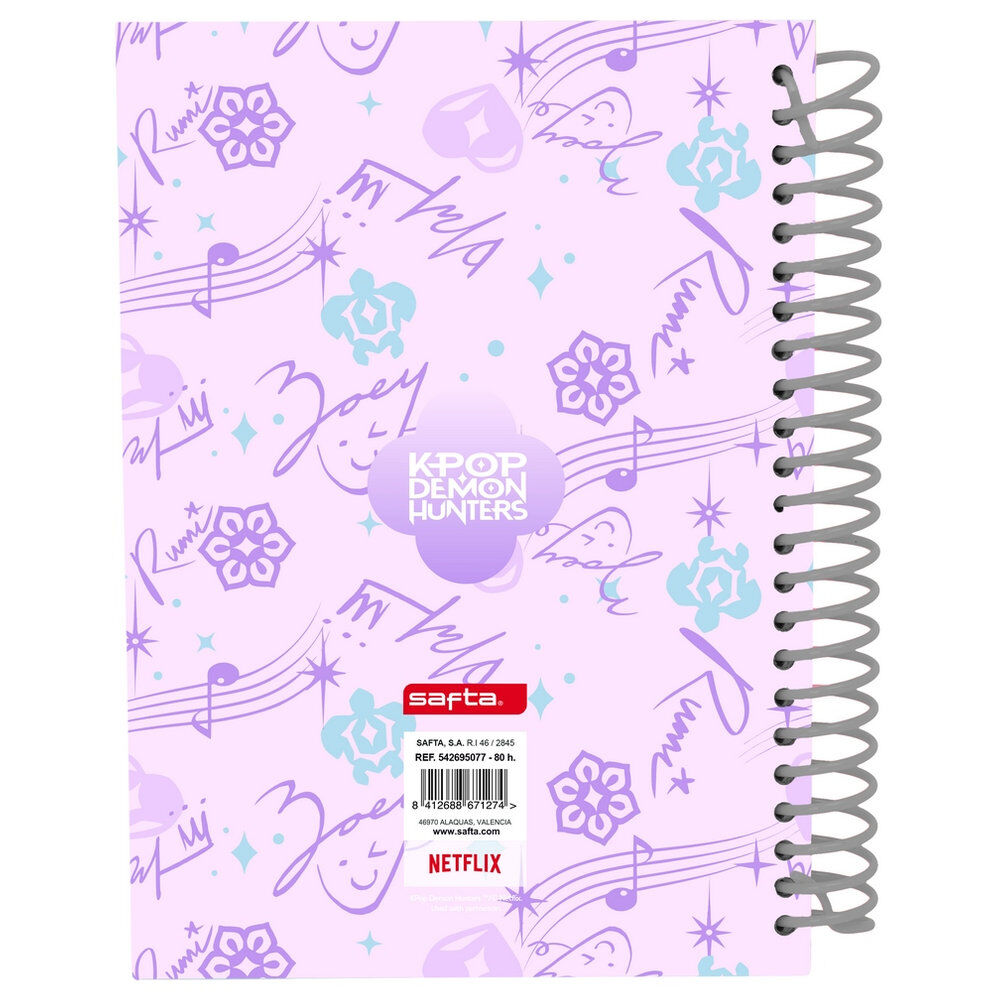 Cuaderno A5 SAFTA Kpop Demon Hunters con diseño chibi lila - 2