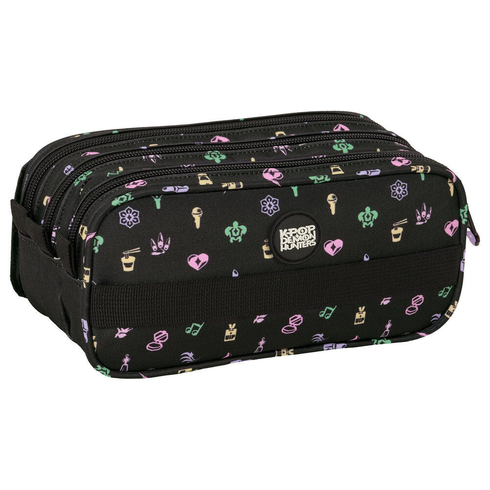 Portatodo triple negro SAFTA de Kpop Demon Hunters con tres compartimentos - 2