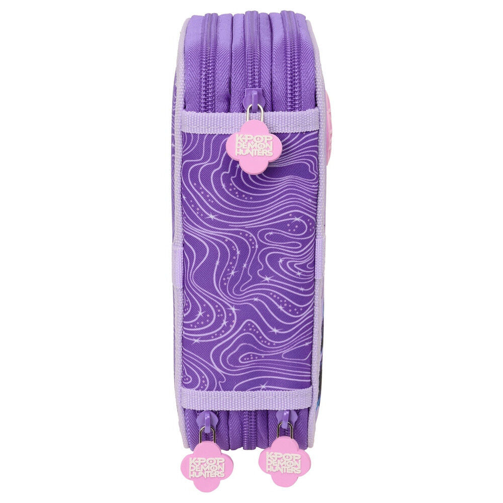 Plumier triple morado SAFTA de Kpop Demon Hunters con diseño HUNTRIX - 3