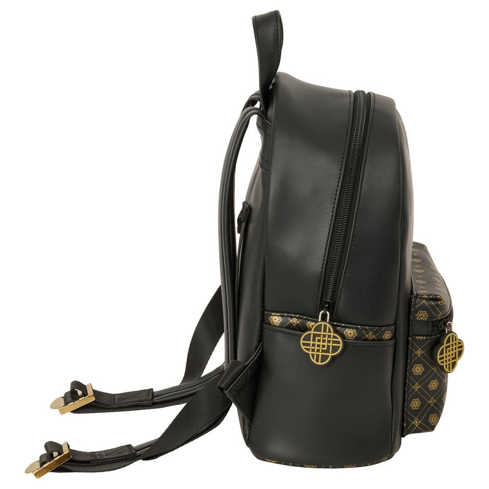 Mochila negra SAFTA de Kpop Demon Hunters con detalles dorados - 3