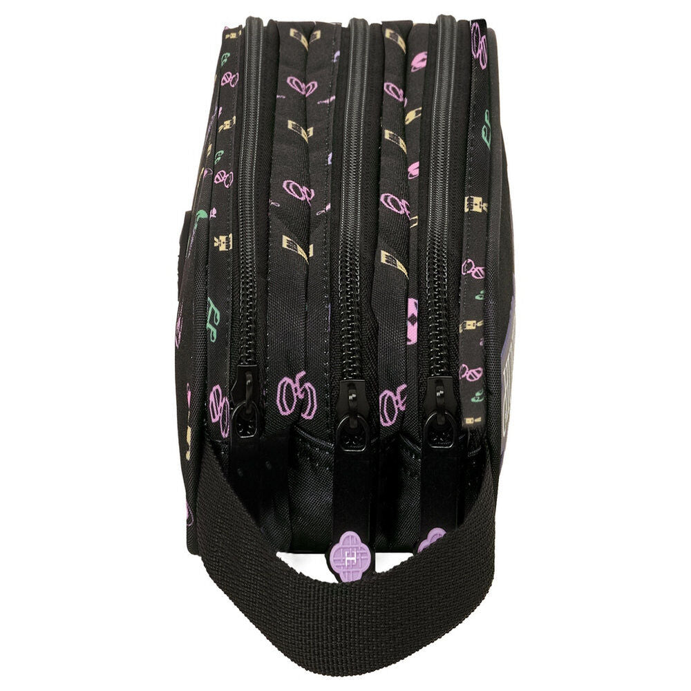 Portatodo triple negro Kpop Demon Hunters SAFTA con tres cremalleras - 3