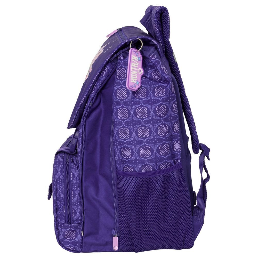Mochila morada Huntrix de Kpop Demon Hunters con bolsillos y estampado frontal - 4
